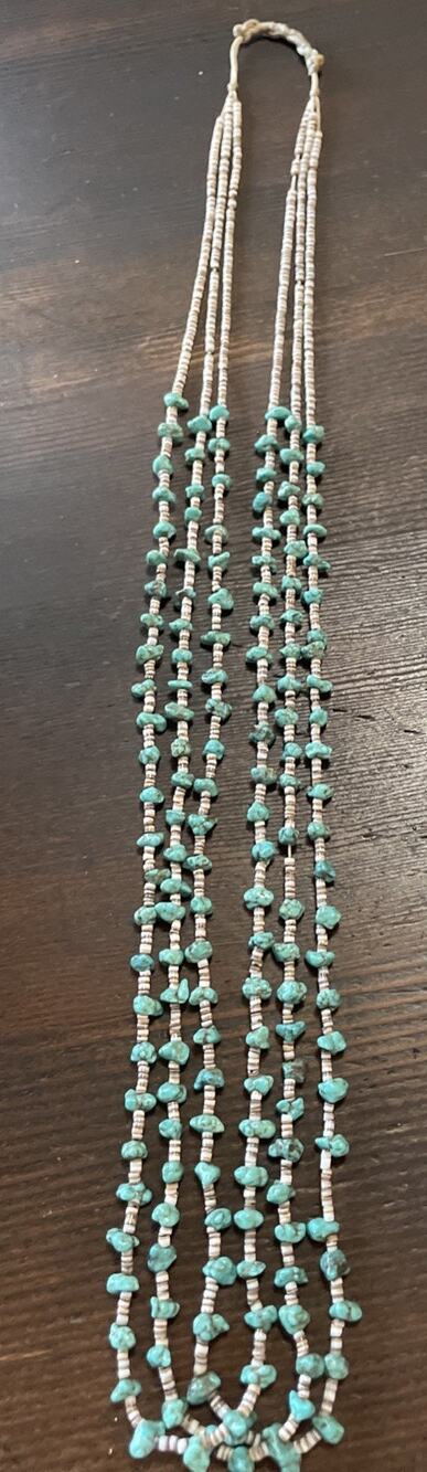 Vintage Santo Domingo 3 Strand Turquoise Native American Necklace